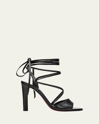 Christian Louboutin 100mm Fanny Randa Leather Ankle-Tie Sandals