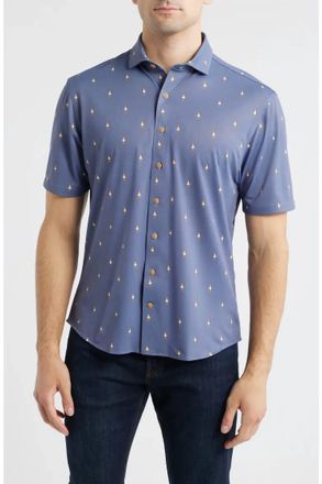Johnnie-O Hula Dance Short Sleeve Button Up Shirt In Navy