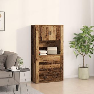 Berkfield Home Highboard Old Wood 80x33x150 cm Engineered Wood in Brown | Size: 80 x 33 x 150 cm