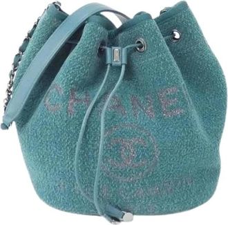 Chanel Pre-owned Canvas Bucket Bag - Dames - Vintage Tas - Groen - ONE Size - Vintage