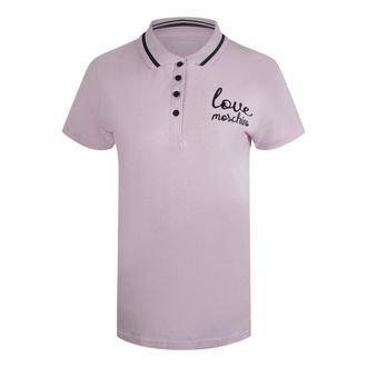 Moschino Womens Love Signature Logo Pink Polo Shirt Cotton - Size X-Large