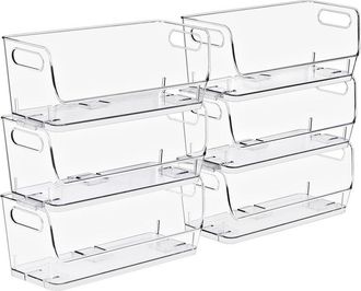 Sorbus Small Narrow 6-Pack Stackable Storage Containers