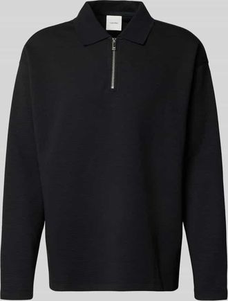 Calvin Klein Sweatshirt mit Polokragen und Reißverschluss in Black, Größe XXL