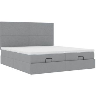 vidaXL Estructura De Cama Otomana Colchones Tela Gris Claro 200x200cm Vidaxl