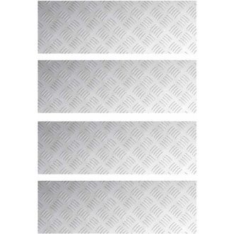 vidaXL Checker Plates 4 pcs Silver 75 x 25 cm Aluminium Vidaxl