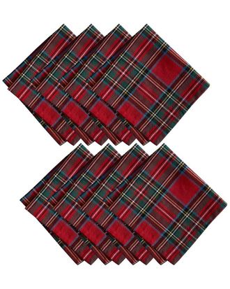 Elrene Set Of 8 Stowe Tartan Holiday Plaid Cotton Napkins