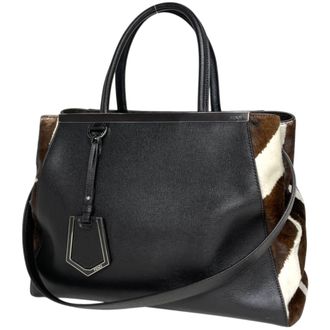 Fendi Dark Brown Leather Handbag Shoulder Bag Tote Bag (Pre-Owned)