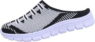 Generic Black Women Slip-On Shoes Round Toe Closed Toe Flying Mesh Breathable Thick Sole Comfortable Casual