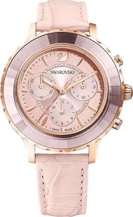 Swarovski Octea 5452501 Roze Gouden Roze Leren Dameshorloge