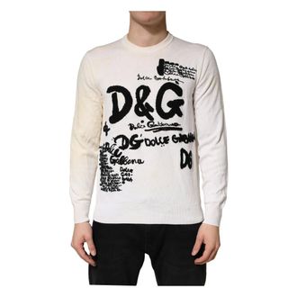 Dolce & Gabbana Truien & Vesten, Heren, Wit, L, Katoen, Trui met ronde hals