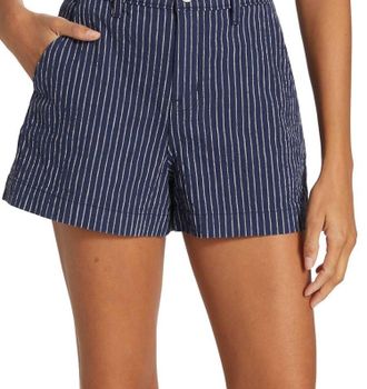 L'agence Jameson High Rise Shorts In Navy/natural Stipe