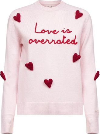 MC2 Saint Barth Love Overrated 21 Patch Sweater - Dames - Ronde hals truien - Roze - L - Wol - Truien & Vesten