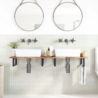 Berkfield Home Bathroom Vanity Top Oil Finished 160x40x2 cm Solid Wood Acacia in Brown | Size: 160 x 40 x 2 cm