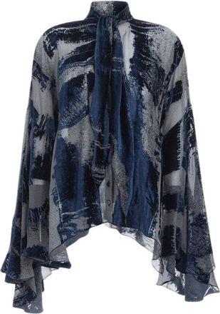 Roberto Cavalli Abstracte blouse met strikhals - Dames - Blouses & Shirts - Veelkleurig - Maat: M
