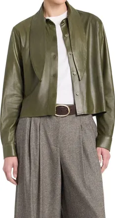 TWP Tied Up in You Leather Shirt in Beetle at Nordstrom, Size X-Large