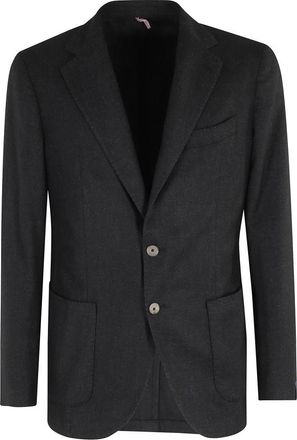 Santaniello Zwarte Wollen Jas Reverskraag - Heren - Blazers - Zwart - 2XL - Wol - Jassen