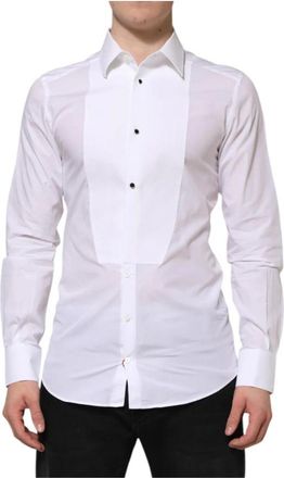 Dolce & Gabbana Witte Katoenen Poplin Formeel Overhemd - Heren - Zakelijke Overhemden - Wit - M - Katoen - Overhemden