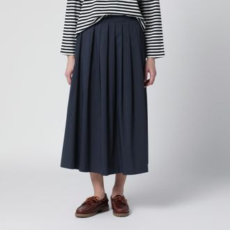 Pantaloni Torino Blue pleated cotton-blend skirt
