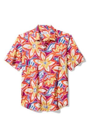 Tommy Bahama Bahama Coast Flora Fusion IslandZone Short Sleeve Button-Up Shirt in Gem Berry at Nordstrom, Size X-Large