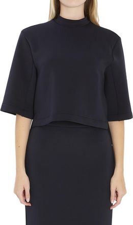 Moncler Black Mock Collar T-Shirt