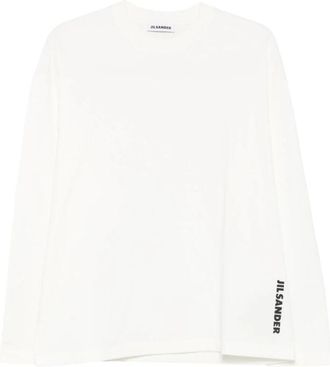 Jil Sander Logo-print T-shirt met lange mouwen - Dames - Longsleeves - Wit - XS - Katoen - Tops
