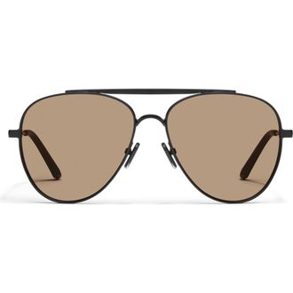 Quay Free Fall 60mm Aviator Sunglasses in Matte Black/Tan at Nordstrom Rack