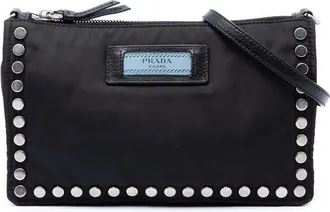 Prada Pre-owned Prada Tessuto Studded Etiquette Shoulder Bag Ladies NMZ01J36XON9D5H2