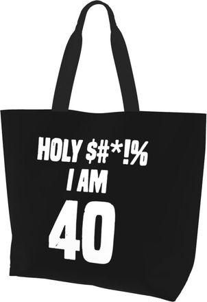 AOOEDM I Am 39 + 1 Funny 40th Birthday Middle Finger Ladies Canvas Tote Reusable Shopping Bag