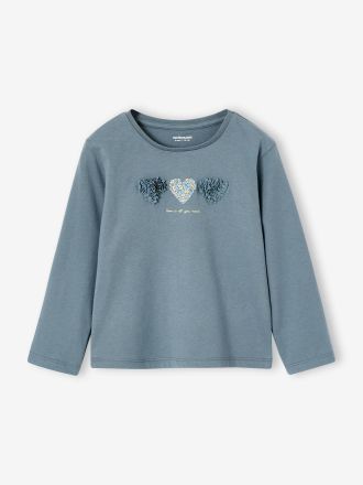 Vertbaudet M&auml;dchen T-Shirt mit Relief-Herz gr&uuml;n