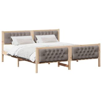 Berkfield Home Modern Bed Frame with Headboard Taupe 180 x 200 cm Solid Pine Wood