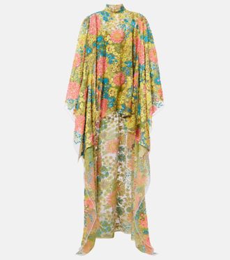 Taller Marmo Graham floral sequined asymmetric kaftan