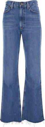 A Gold E Blue Jeans With Logo Patch On The Rear And Flared Leg In Denim Woman