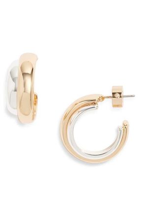 Nordstrom Two-Tone Double Hoop Earrings in Gold- Silver at Nordstrom