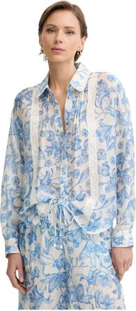 Twinset Dames, Blouses & Shirts, Blauw, Maat: L Katoen