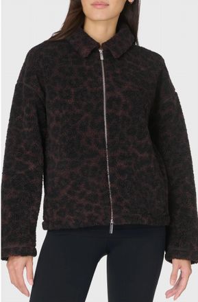 Sweaty Betty Plush Collared Fleece Jacket In Leopard