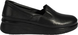 Desa Woman Slip-Ons - Leather Upper, Wedge Heel, Slip-On, Breathable | Black - 39
