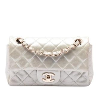 Chanel Pre-owned Mini Classic Flap - Dames - Pre-owned - Grijs - Maat: ONE Size Zijde