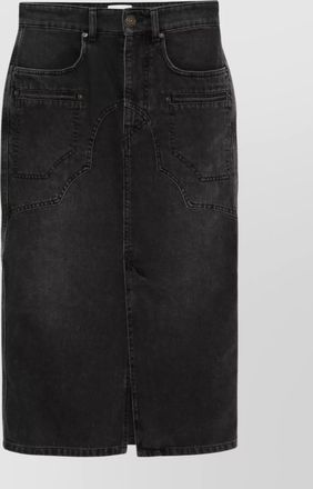Isabel Marant denim midi skirt front slit