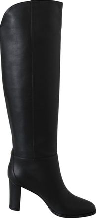 Jimmy Choo London Black Leather Madalie 80 Boots Womens Shoes