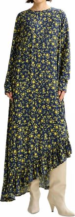 Essentiel Igraine Ruffle Midi Dress In Dark Navy