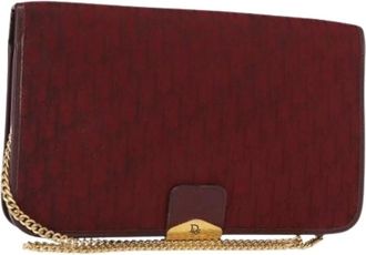 Dior Pre-owned Clutches, female, Red, Size: ONE SIZE Pre-owned Vintage Trotter Canvas Shoulder Bag