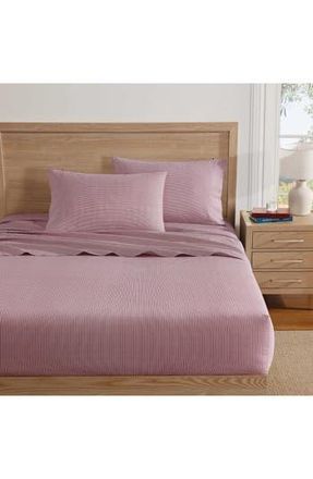 Tommy Hilfiger Highland Ticking Stripe Cotton Fitted Sheet in White/Red/Dark Blue at Nordstrom Rack, Size Twin X-Long
