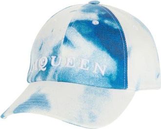 Alexander McQueen Marbled Denim Baseball Cap in Ivory/Blue at Nordstrom, Size X-Large