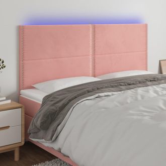 vidaXL Cabecero Con Luces Led Terciopelo Rosa 160x5x118/128 Cm Vidaxl