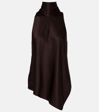 Brunello Cucinelli Top asimmetrico in satin di seta