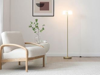 Vente-Unique Lampada da terra in vetro e ottone dorato - D.30 x H.145 cm- LACAYA