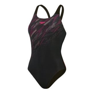 Speedo Dames/Dames Hyperboom Placement Muscleback Eendelig Zwempak (Zwart/roze)