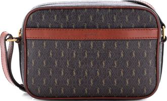 Saint Laurent Le Monogramme Camera Bag Monogram All Over gecoat canvas en leren kleine crossbodytas - Bruin