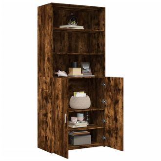 Berkfield Home Highboard Smoked Oak 80x42.5x185 cm Engineered Wood in Brown