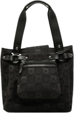 Ferragamo Pre-owned Canvas Tote Bag - Dames - Vintage Shopper - Zwart - ONE Size - Vintage
